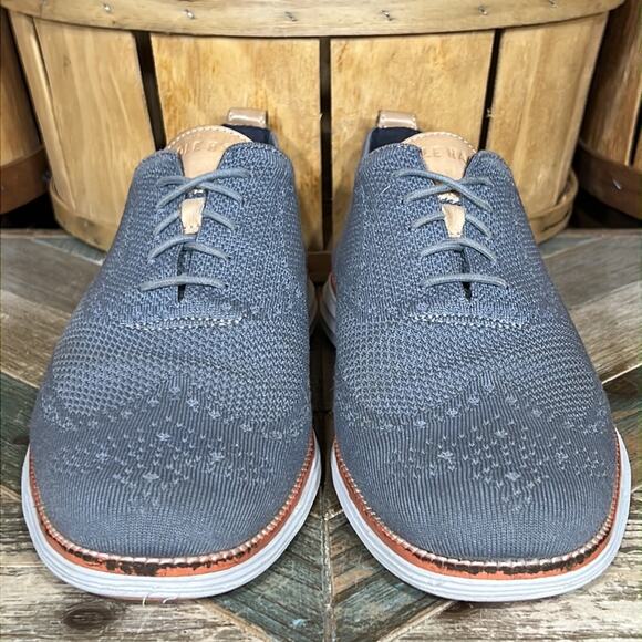 Cole Haan Original Grand Knit Wingtip II Gray Tan Oxfords Shoes Mens Size 13 - Picture 4 of 11